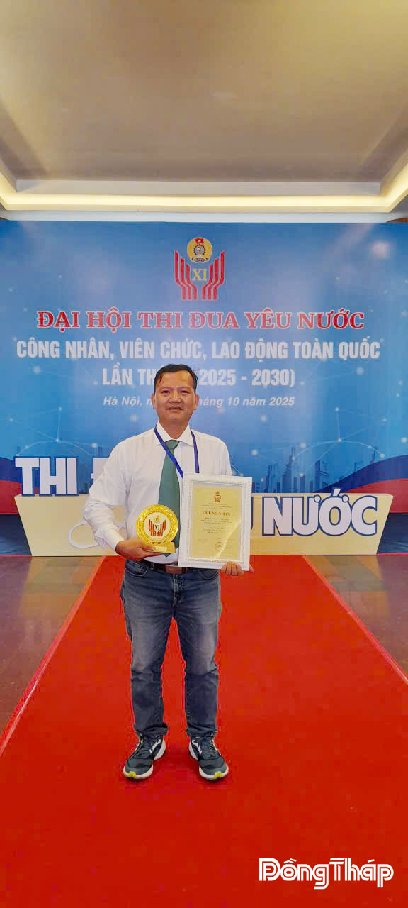 Anh Châu nhận biểu dương của Tổng Liên đoàn Lao động tại Đại hội thi đua công nhân, viên chức, lao động toàn quốc lần thứ XI (2025 - 2030).