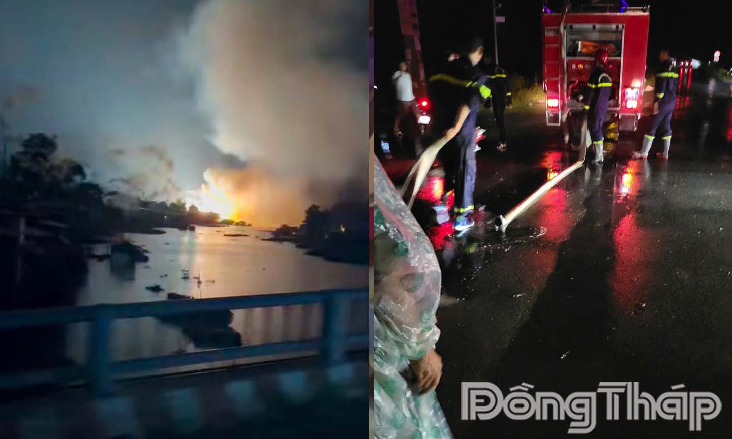 Trụ điện phát nổ, 4 nhà dân bị cháy lan ở Hồng Ngự