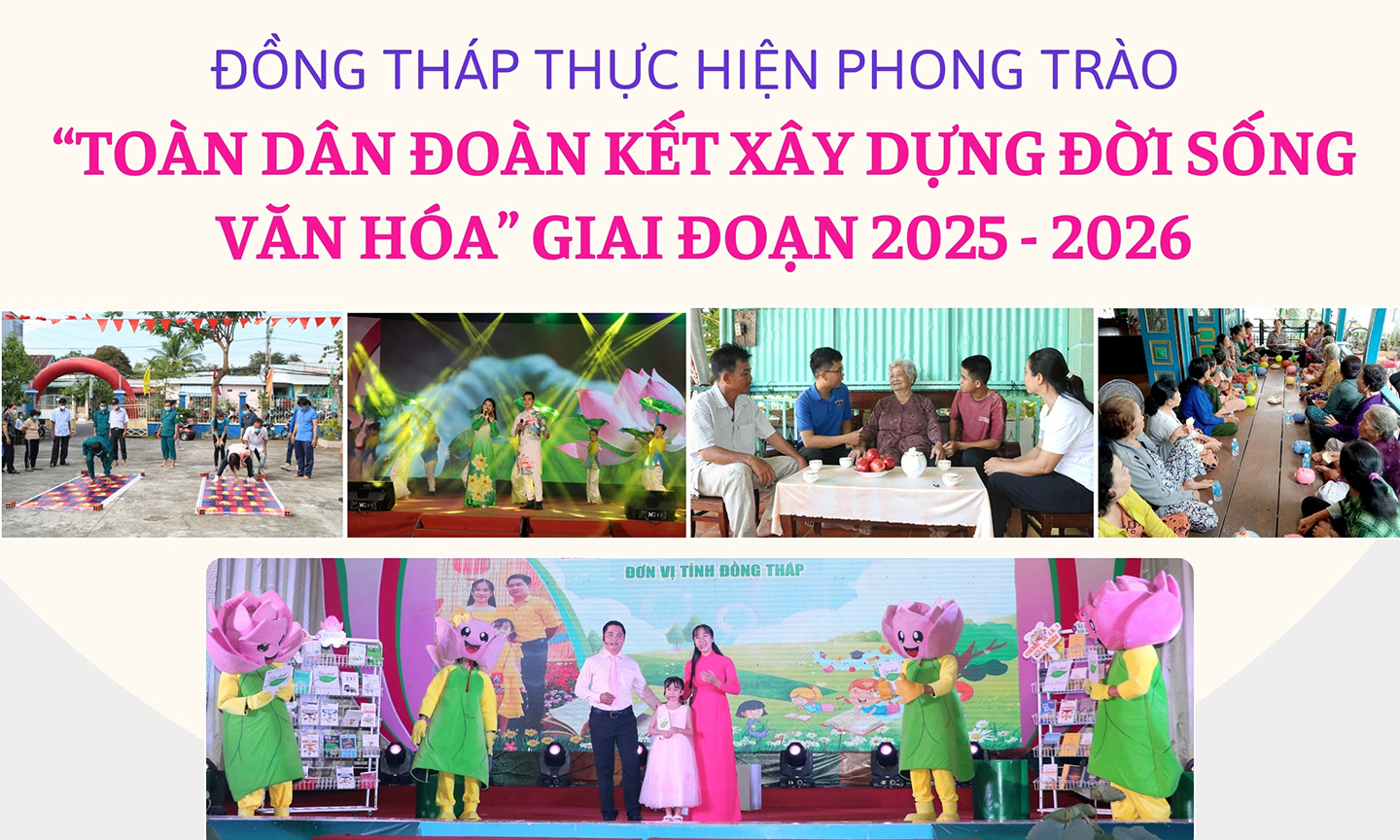 [Infographic] Đồng Tháp thực hiện phong trào 'Toàn dân đoàn kết xây dựng đời sống văn hóa' giai đoạn 2025 - 2026