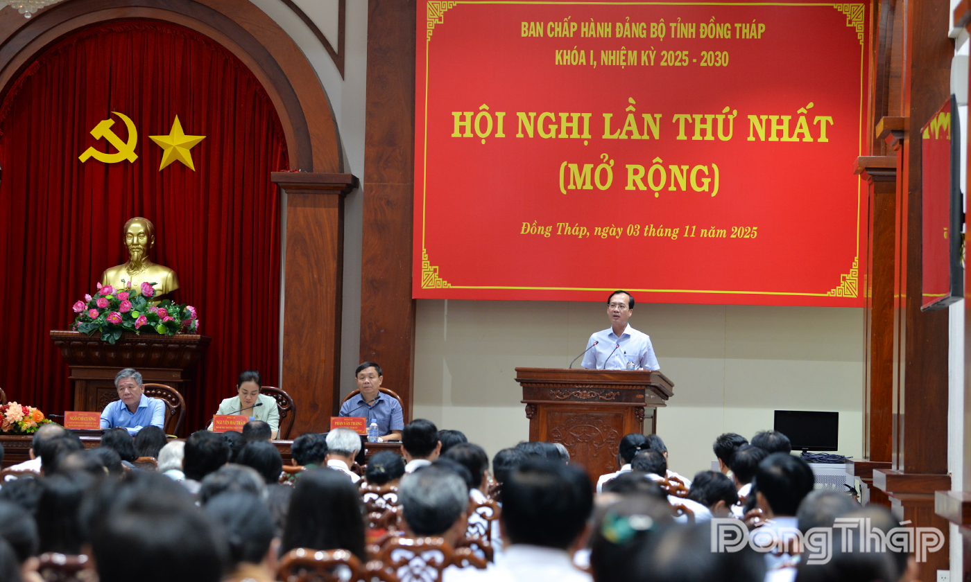 Đồng chí Trần Trí Quang phát biểu tại hội nghị.