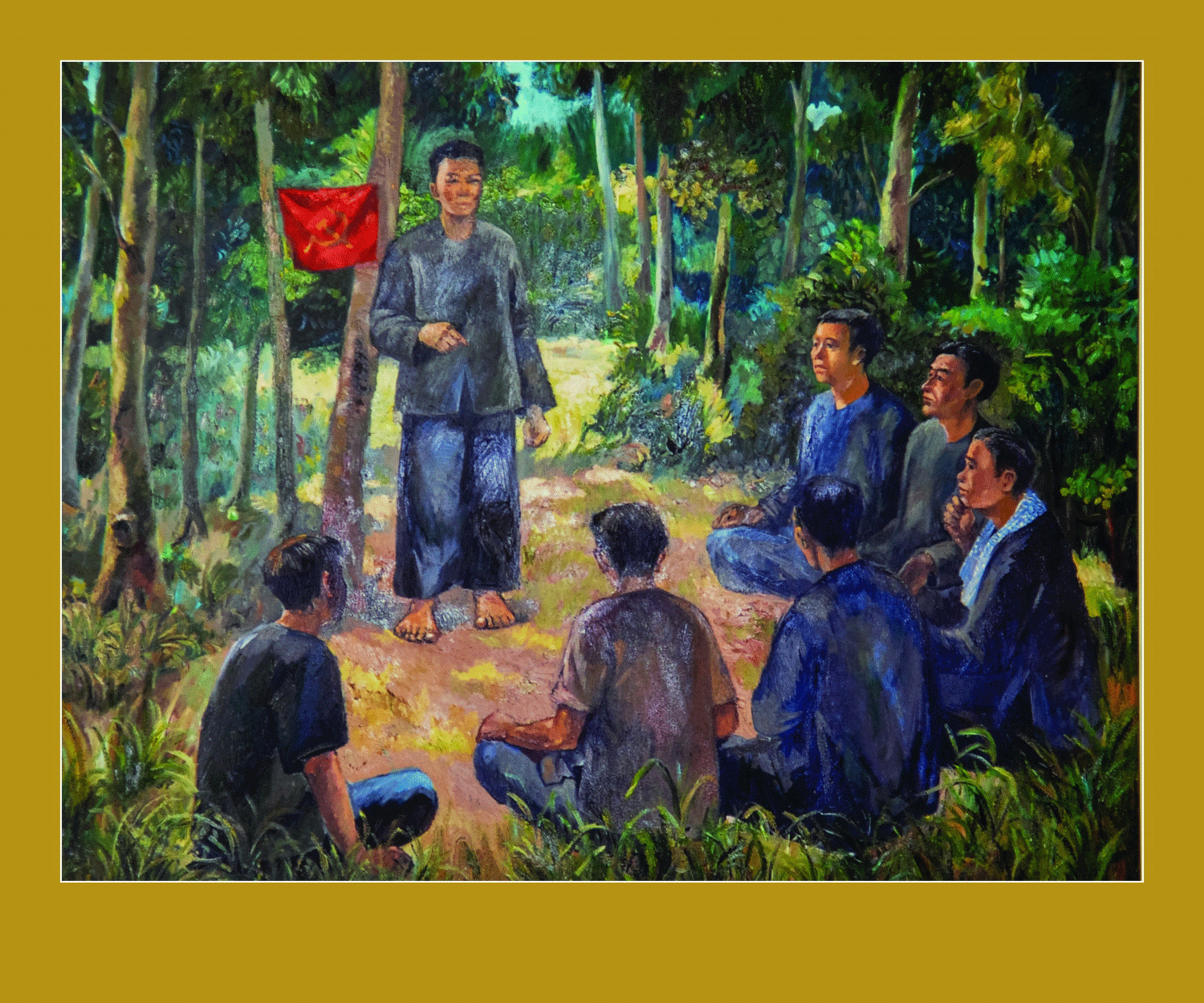 Tranh vẽ sự kiện thành lập chi bộ Đảng đầu tiên xã Hòa An (Cao Lãnh)- một trong những chi bộ Đảng đầu tiên của tỉnh Sa Đéc (nay là tỉnh Đồng Tháp). Nguồn: Bảo tàng Đồng Tháp.