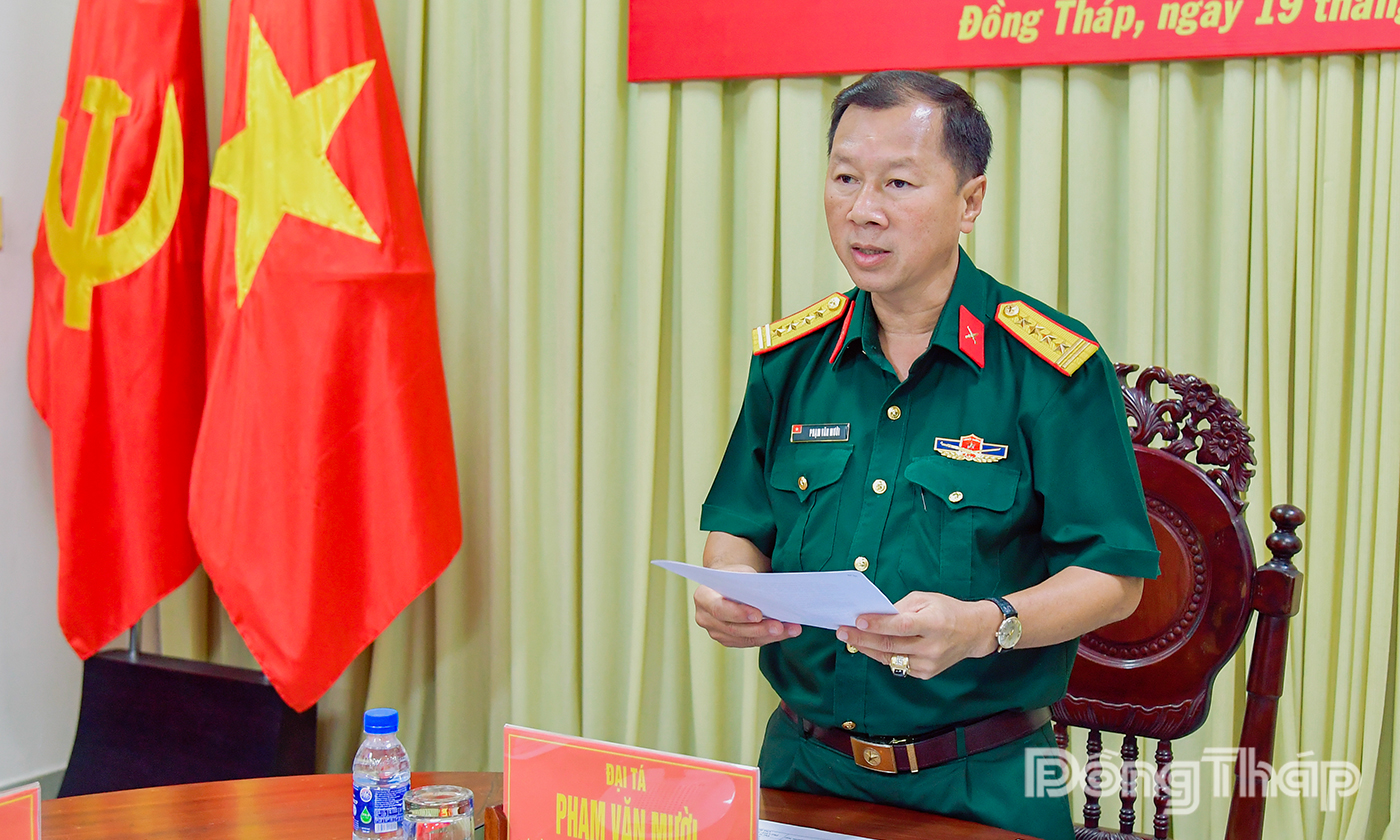 Đại tá Phạm Văn Mười phát biểu chỉ đạo buổi nghiệm thu.