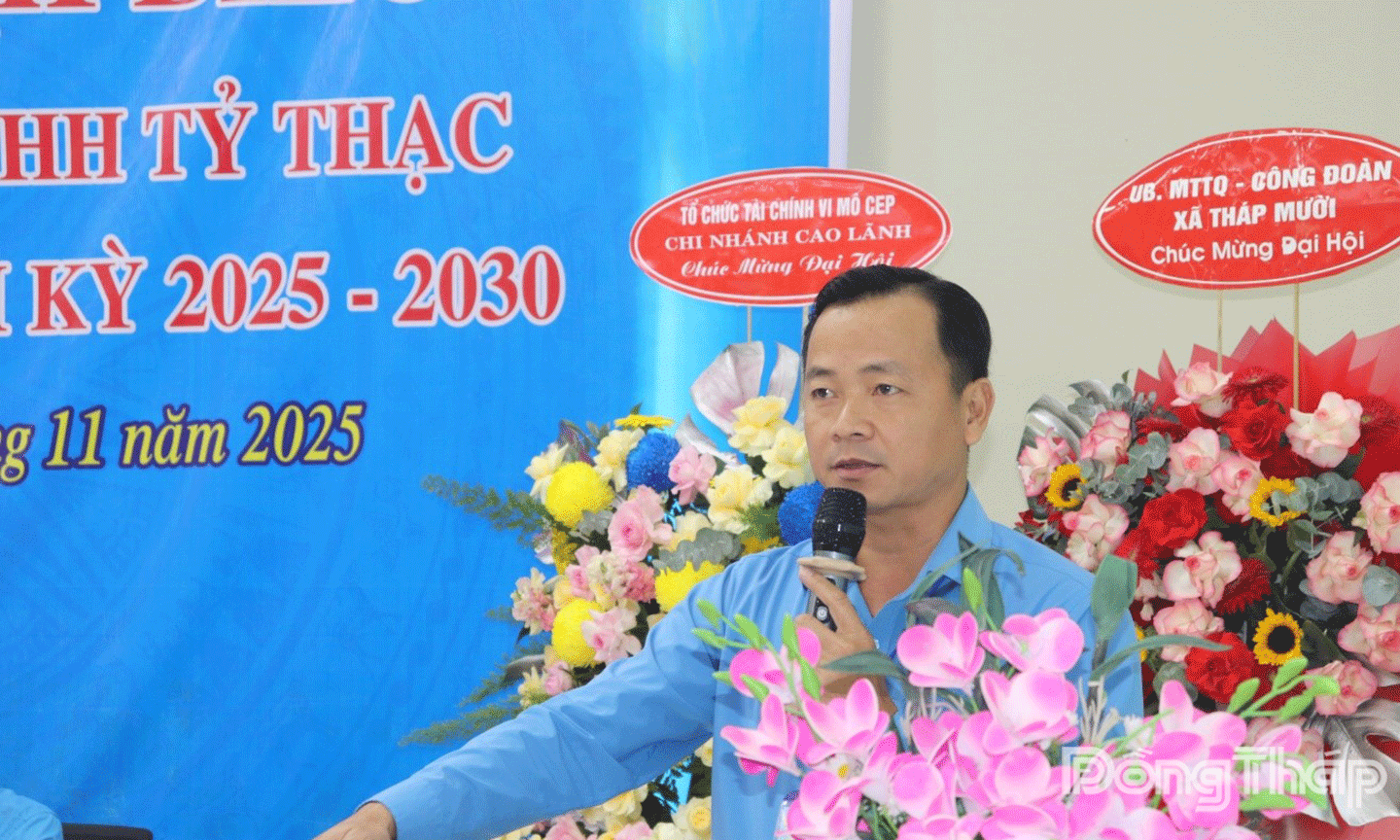 Nguyễn Thanh Tuấn – Phó Chủ tịch LĐLĐ tỉnh phát biểu chỉ đạo tại Đại hội