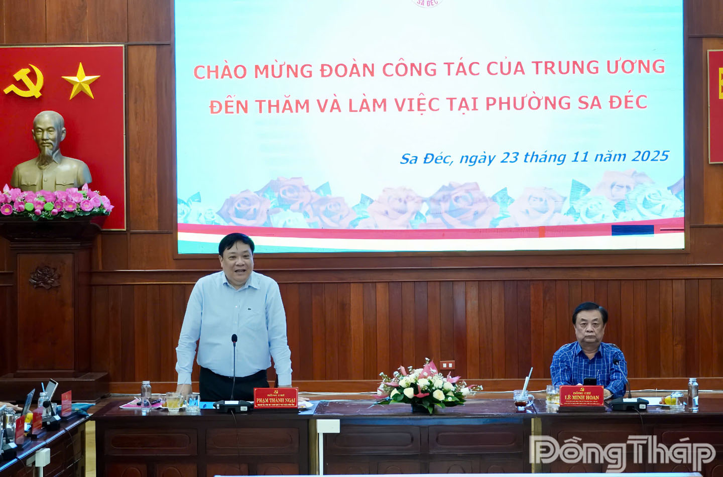 Chủ tịch Ủy ban nhân dân tỉnh Đồng Tháp Phạm Thành Ngại phát biểu tại buổi làm việc